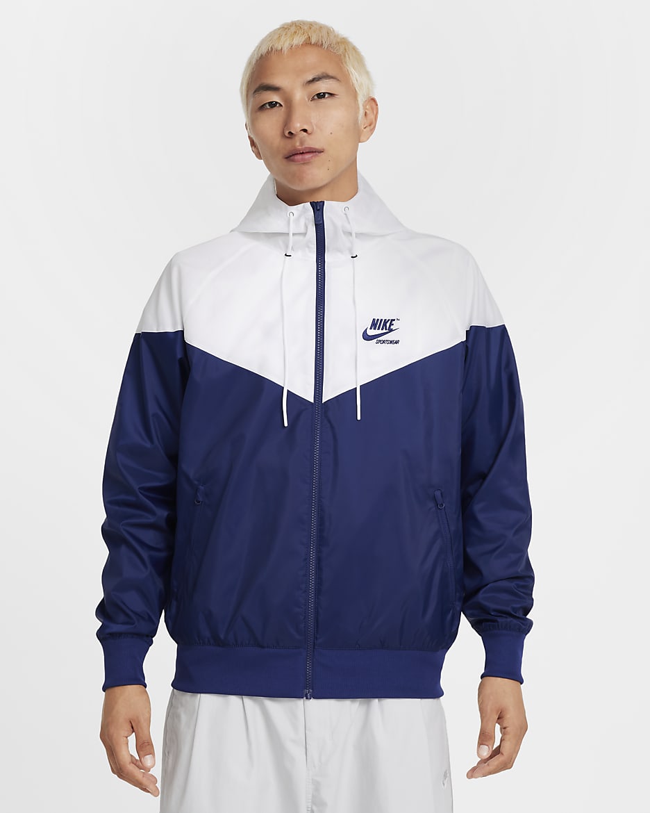 Blue and white windbreaker nike best sale